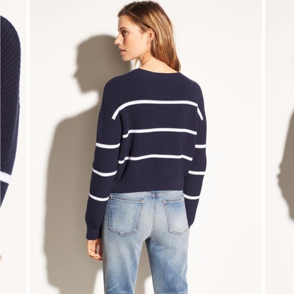 Vince Racked Rib Cotton Stripe in Coastal/Optic White (US small) - Picture 4 of 9